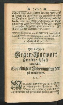 Zweiter Theil in welchen Von einigen Nebenumständen gehandelt wird