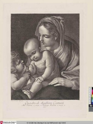 [Madonna mit dem Kind und dem Johannesknaben; La S. Vierge avec l'enfant Jésus, à qui S. Jean présente un oiseau]