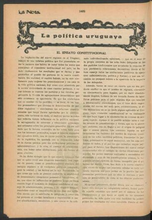 La política uruguaya : El ensayo constitucional