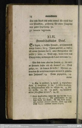 XLII. Freundschaftlicher Brief