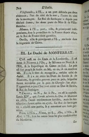 III. Le Duché de Monferrat.