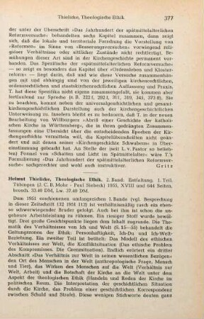 377-378 [Rezension] Thielicke, Helmut, Entfaltung