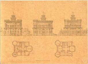 Bürklein, Friedrich; Schloss - Grundrisse, Ansichten