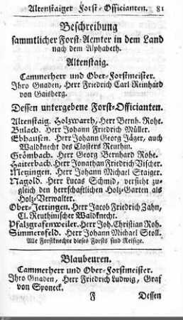 Forstämter / Bergwerke