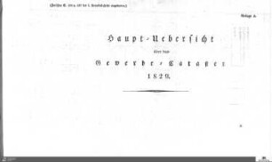 Haupt-Übersicht über das Gewerbe-Cataster 1829