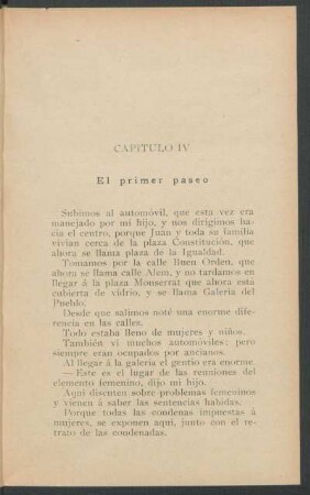 Capítulo IV - El primer paseo