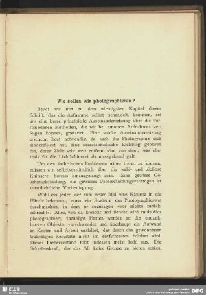 Wie sollen wir photographieren?