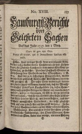 No. XVIII. den 1 Mertz 1737. - No. XXVI. den 29 Mertz 1737.