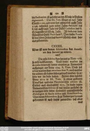 CXXXIX. Was ist denen Editionibus der Annalium des Baronii zu observiren?
