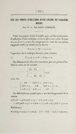 Sur les points d'inflexion d'une courbe du troisième dergé.