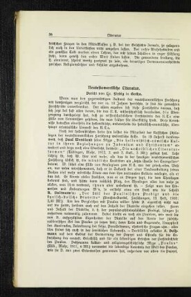 Neutestamentliche Literatur : Bericht