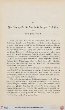 Zur Baugeschichte des Heidelberger Schlosses