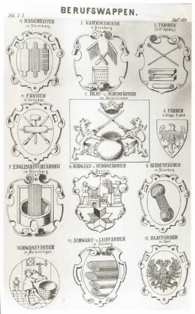 Berufswappen : Reproduktion aus: Siebmachers großes und algemeines Wappenbuch, Nürnberg 1898, Bd. 1, Abt. 7, Tafel 124