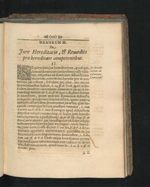 Membrum III. De Iure Hereditario, & Remediis pro hereditate competentibus.