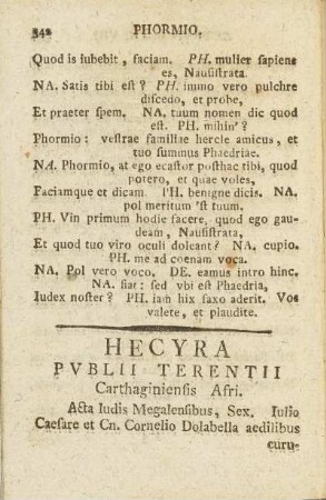 Hecyra. Pvblii Terentii, Carthaginiensis Afri