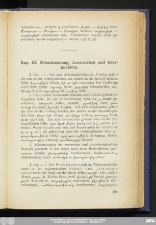 Kap. III. Silbentrennung, Lesezeichen und Interpunktion.
