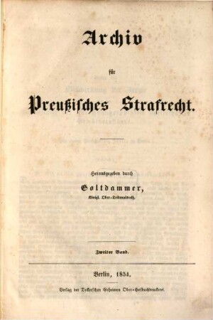 Archiv für preußisches Strafrecht. 2, 2. 1854