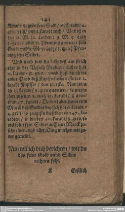Nun wil ich dich berichten, wie du das feine Gold unnd Silber rechnen solst