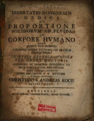 De proportione solidorum ad fluida in corpore humano