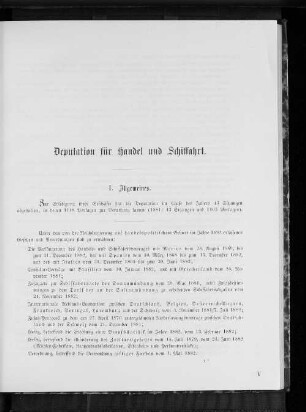 Deputation für Handel und Schiffahrt.