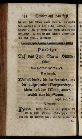 Predigt Auf das Fest Mariä Himmelfahrt.