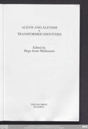 Alevis and Alevism : transformed identities