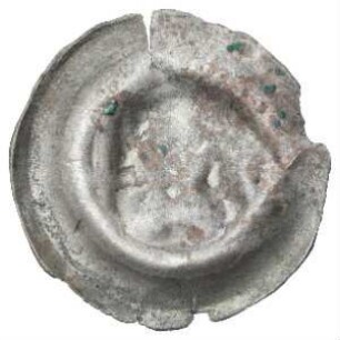 Fundmünze, Hohlpfennig (Sargpfennig), ca. 1350 - 1400