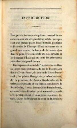 Nouveaux mémoires, secrets et inédits, historiques, politiques, anecdotiques, et littéraires du Baron de Grimm : ou Chronique curieuse des personnages célèbres qui ont illustré le siècle dernier, suivie de la relation de ses voyages, 1