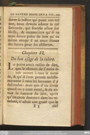 Chapitre VI. Du bon usage de la colere.