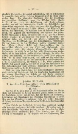 Zweiter Abschnitt. Träger der Rechtsverhältnisse der öffentlichen Volksschule