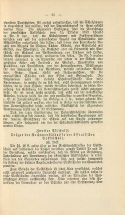 Zweiter Abschnitt. Träger der Rechtsverhältnisse der öffentlichen Volksschule