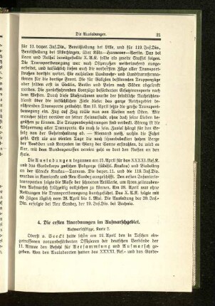 4. Die ersten Anordnungen im Aufmarschgebiet.