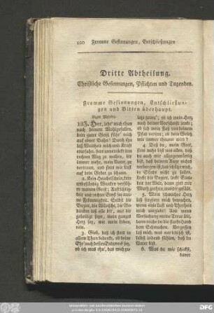 Dritte Abtheilung. Christliche Gesinnungen, Pflichten und Tugenden.