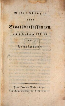 Betrachtungen über Staatsverfassungen