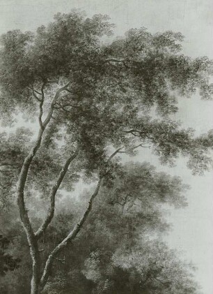 Wald- und Berglandschaft mit Jägern