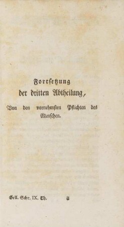Fortsetzung der dritten Abtheilung, Von den vornehmsten Pflichten des Menschen