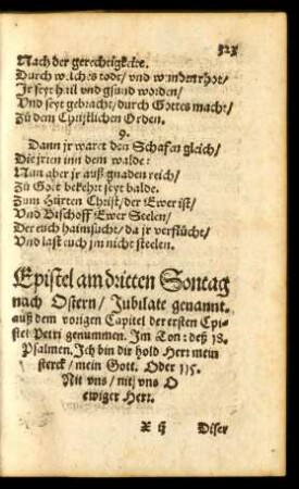 Epistel am dritten Sontag nach Ostern/ Jubilate genannt.