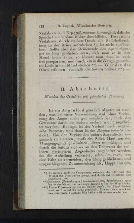 II. Abschnitt. Wunden des Gesichtes, mit gänzlicher Trennung.