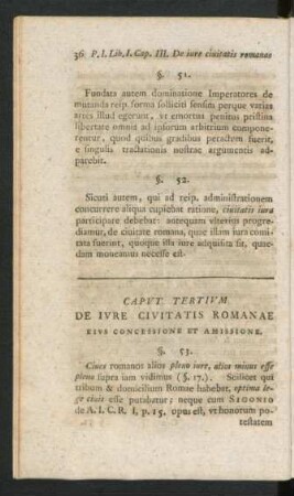 Caput Tertium De Iure Civitatis Romanae Eius Concessione Et Amissione