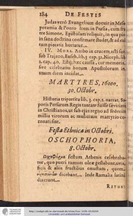 Martyres, 16000. 30. Octobr.