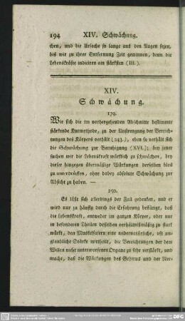 XIV. Schwächung