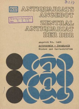 Nr. 1486: Astronomie - Geophysik Bücher und Zeitschriften