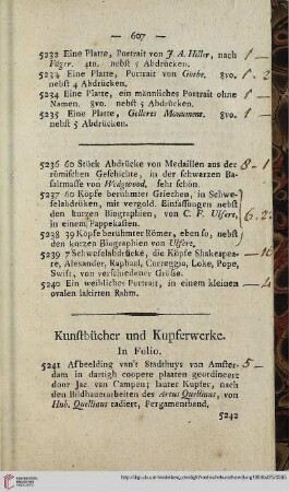 Kunstbücher und Kupferwerke. In Folio (Nr. 5241-5264)