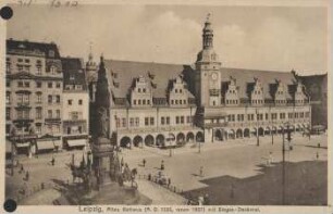 Leipzig: Altes Rathaus (A. D. 1556, renov. 1907) mit Sieges-Denkmal