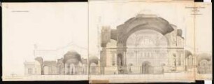 Ausstellungspalast für Berlin Schinkelwettbewerb 1881: Querschnitt (Ansicht) des zentralen Ausstellungspalastes 1:100
