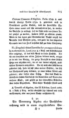 § 30. Von der Algebra und der Ableitung dieses Worts