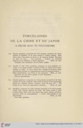 Porcelaines de la Chine et du Japon à décor bleu et polychrome (No. 630 - 974)