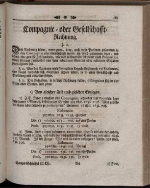 Compagnie- oder Gesellschafft- Rechnung.