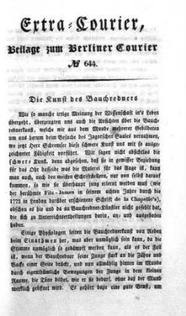 Extra-Courier, Beilage zum Berliner Courier No. 644