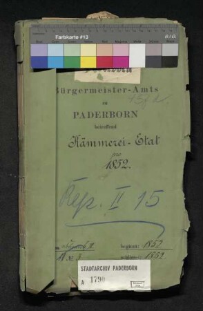 Kämmerei-Etat 1852